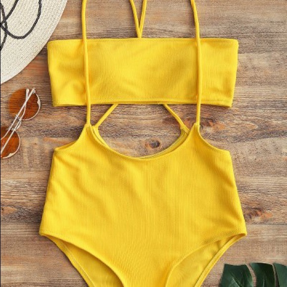 zaful yellow bathing suit